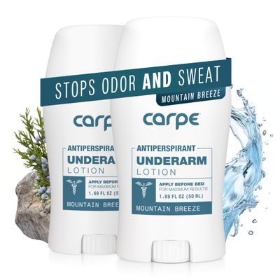 Carpe Underarm Antiperspirant Deodorant Advanced Sweat &amp; Odor Protection Formula - Deodorant for Men &amp; Women Helps to Combat Excessive Sweating with Odor Control - Mountain Breeze (Pack of 2)