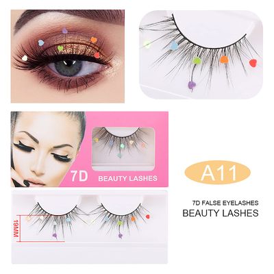Skynest False Eyelashes, Dramatic Glitter Sequin Lashes with Colorful HeartBlack HeartColorful Flower Makeup DIY Lashes Decorative for New Year Christmas Halloweens Cosplay Party(3 Pairs)