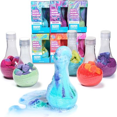 Tub Works Kids Bath Bomb Potion Bath Toy, Variety 6 Pack | Nontoxic | Fizzes, Foams &amp; Bubbles with an Eruption of Color | Interactive Bath Bombs for Kids | Fun Science Toddler &amp; Kids Bath Toys