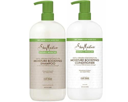 SheaMoisture Natural Infusions Hydrating and Moisture Boosting Shampoo &amp; Conditioner Set, 34 fl oz, for Wavy, Curly, Straight Hair - ComboCreations Box for Holiday Gift Sets, Christmas Gifts