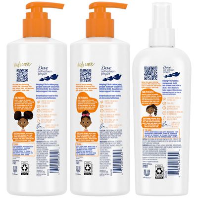 Dove Shampoo and Conditioner Set Detangler Spray for Kids - Kids Hair Love Collection, Shampoo and Conditioner, Curly and Wavy Hair Products (3 Piece Set)