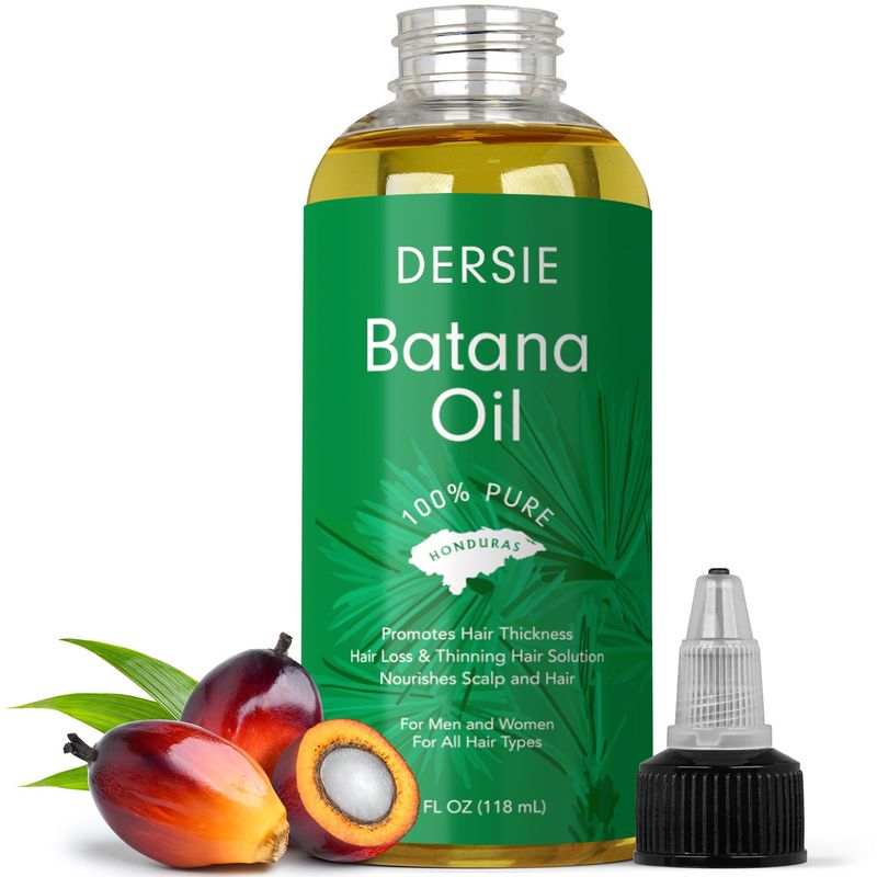 Dersie Batana Oil for Hair Growth Dr Sebi Organic Raw Batana Oil from Honduras - 100% Pure &amp; Natural - For Thicker &amp; Stronger Hair - 4 FL OZ