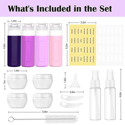 Redfly 17PCS Travel Bottles for Toiletries, TSA Approved Travel Size Containers, Leak Proof Travel Containers for Toiletries, Silicone Travel Kit for Shampoo, Conditioner, Lotion & Creams Purple