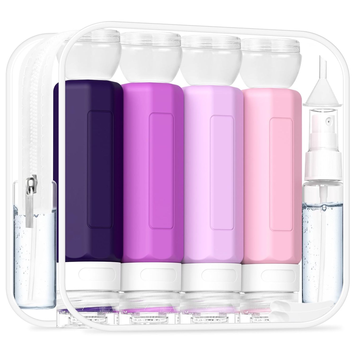 Redfly 17PCS Travel Bottles for Toiletries, TSA Approved Travel Size Containers, Leak Proof Travel Containers for Toiletries, Silicone Travel Kit for Shampoo, Conditioner, Lotion &amp; Creams Purple