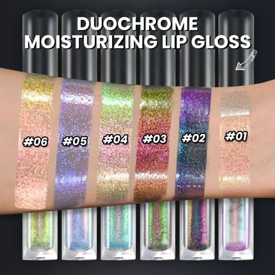JUR MORNIER Chameleon Lip Gloss Magic Color Changing Moisturizing Lip Oil Multichrome Sparkly Metallic Color Intense with Highly Pigment Liquid Lipstick (01, 3.5ml)
