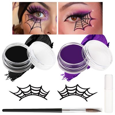 BOBISUKA Halloween Spider Face Body Paint Kit, With Oil Based Black Purple Face Painting  Eyelash, Non-Toxic for Women Adults Cosplay Stage SFX Makeup