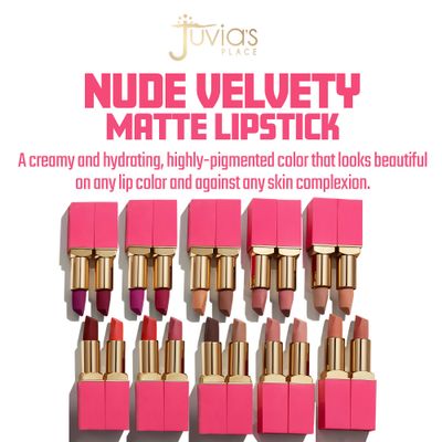 Juvia's Place The Nude Velvety Matte Lipstick 2020 - Nude Matte Lipstick, Long-lasting Matte Lipstick, Rich-Color Lip Makeup, Creamy Lipstick with Matte Finish, Beauty & Lip Products