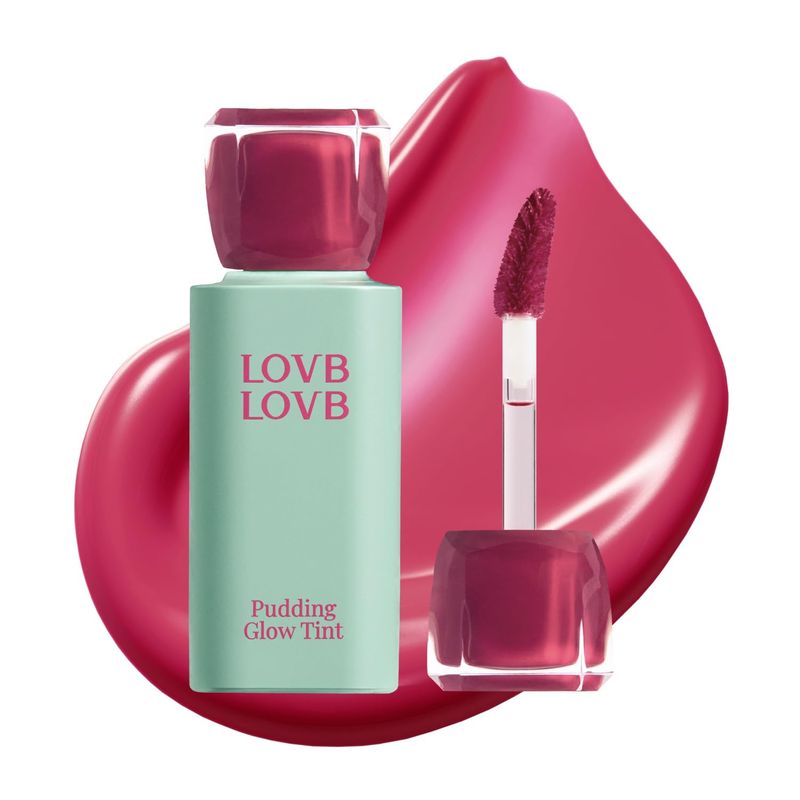 LOVB LOVB Pudding Glow Korean Lip Tint | Long-Lasting Lip Gloss Tint for Glowy | Moisturizing | High Pigmented | Non-Sticky Glossy Lip Stain 0.14 Oz (02 ENDING ROSE)