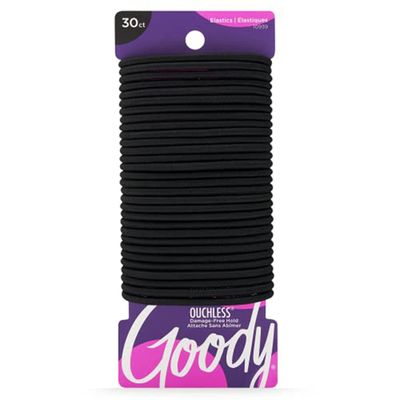 Goody Ouchless Elastic Hair Ties - 30 Ct, Black, 4MM Rubber Bands for Hair, Pain-Free Hair Accessories for Women &amp; Men, Made for Long-Lasting Braids, Ponytails &amp; More, All Hair Types