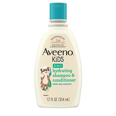 Aveeno Kids 2-in-1 Hydrating Shampoo &amp; Conditioner, Gently Cleanses, Conditions &amp; Detangles Kids Hair, Formulated With Oat Extract, For Sensitive Skin &amp; Scalp, Hypoallergenic, 12 fl. oz