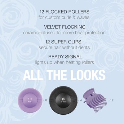 Conair Hot Rollers Hair Curlers for Long, Medium and All Hair | Heated Rollers with Hair Roller Clips Included | 1 12-inch and 1 34 inch Rollers | Amazon Exclusive