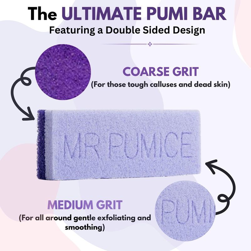 Mr. Pumice Ultimate PUMI Bar 2-in-1 Dual Grit (Medium  Coarse) Callus Remover, Pedicure Stone &amp; Ped File Scrubber for Smooth Feet and Heels (4 Pack)