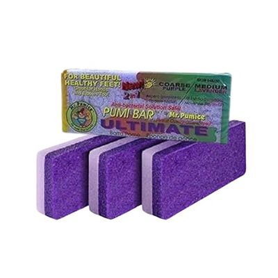 Mr. Pumice Ultimate PUMI Bar 2-in-1 Dual Grit (Medium  Coarse) Callus Remover, Pedicure Stone &amp; Ped File Scrubber for Smooth Feet and Heels (4 Pack)