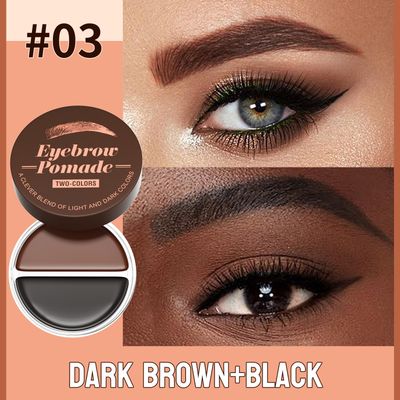 Waterproof Eyebrow Pomade and Dual-ended Eyebrow Brush, Eyebrow Stamp Pencil Kit for Eyebrows Makeup (Dark BrownBlack)