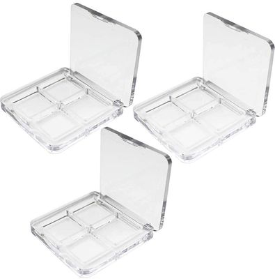 3Pcs Empty Eyeshadow Palette Box Clear Plastic DIY Refillable 4 Grids Makeup Eyeshadow Powder Blush Lipstick Containers Square Small Case for Women Daily and Travel Use