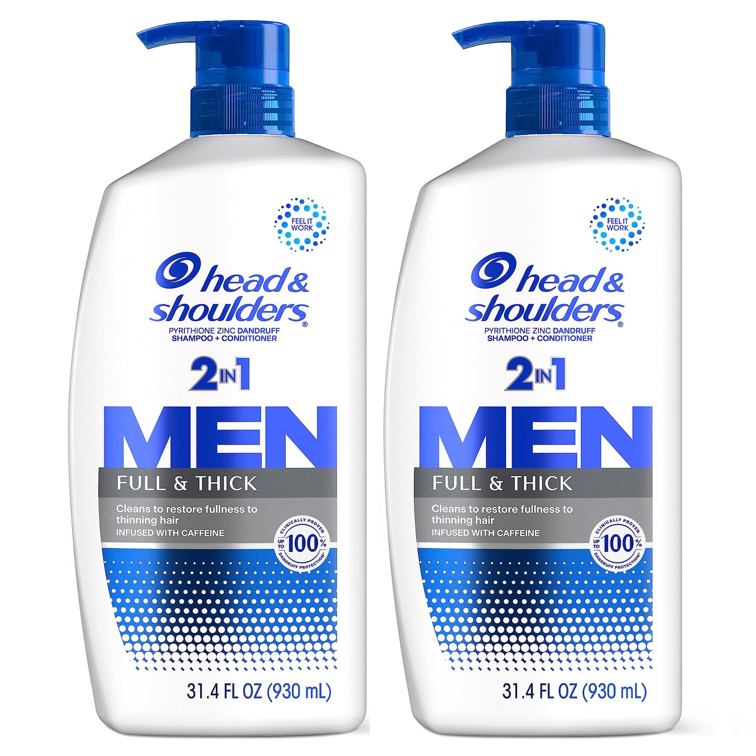 Head &amp; Shoulders Anti-Dandruff 2 in 1 Shampoo and Conditioner, Full and Thick, 31.4 Fl. Oz (Pack of 2)