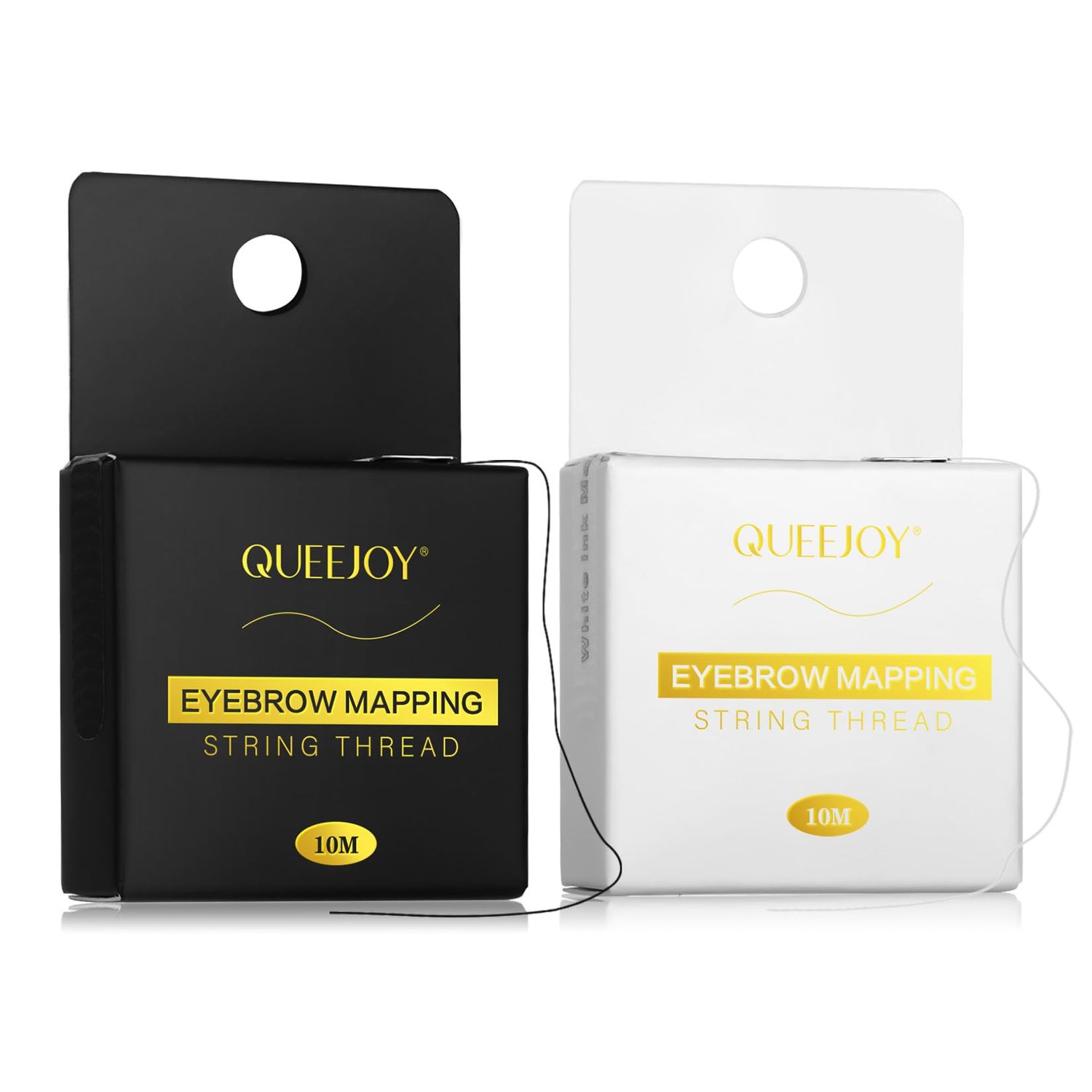 QUEEJOY Brow Mapping String - 10M Black and White Premium Eyebrow Mapping String, 1mm Charcoal Eyebrow Thread, Eyebrow Mapping Kit 2 X 32 Ft Box - 20 m, White Mapping String for Eyebrows