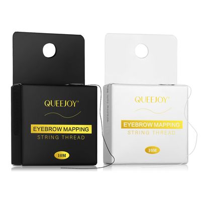 QUEEJOY Brow Mapping String - 10M Black and White Premium Eyebrow Mapping String, 1mm Charcoal Eyebrow Thread, Eyebrow Mapping Kit 2 X 32 Ft Box - 20 m, White Mapping String for Eyebrows
