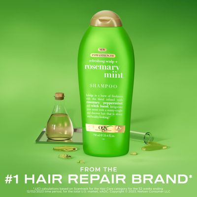 OGX Extra Strength Refreshing Scalp  Rosemary Mint Shampoo, Nourishing Shampoo Infused with Rosemary Mint for Shiny, Healthy-Looking Hair, Sulfate-Free Surfactants, 25.4 fl. Oz