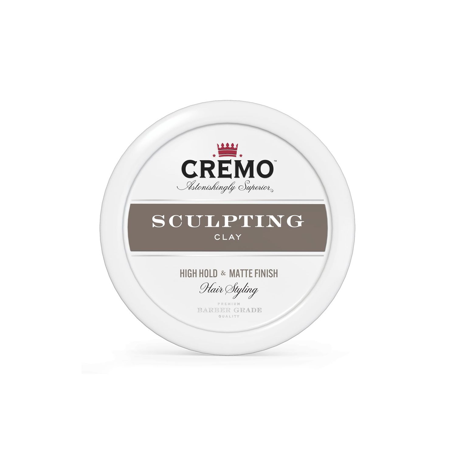 Cremo Mens Hair Clay, Premium Barber Grade Sculpting Clay for Hair Styling, High Hold, Matte Finish, 4 Oz