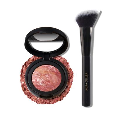 LAURA GELLER NEW YORK Baked Blush-n-Brighten Marbleized Blush - Apricot Berry &amp; Angled Blush Brush 2pc Set