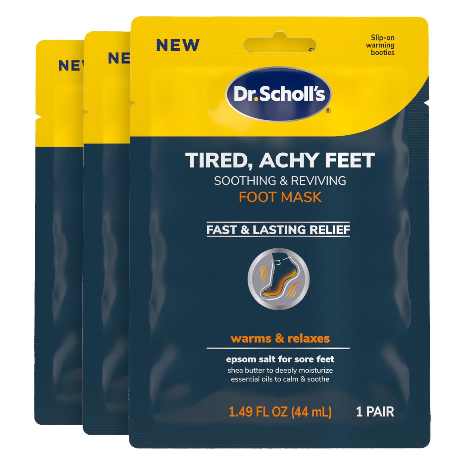 Dr. Scholl&#39;s Tired, Achy Feet Soothing &amp; Reviving Foot Mask, 3 Pair, Warming Booties