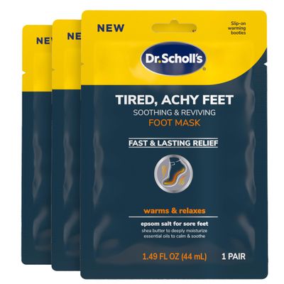 Dr. Scholl&#39;s Tired, Achy Feet Soothing &amp; Reviving Foot Mask, 3 Pair, Warming Booties