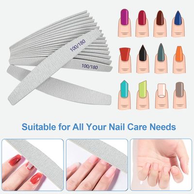 Nail Files (12 Pack), 100180 Grit Wooden Emery Board Nail File Double Sided Wood Emory Fingernail Files for Natural Nails Professional Reusable Manicure Pedicure Curved