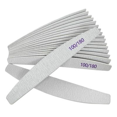 Nail Files (12 Pack), 100180 Grit Wooden Emery Board Nail File Double Sided Wood Emory Fingernail Files for Natural Nails Professional Reusable Manicure Pedicure Curved