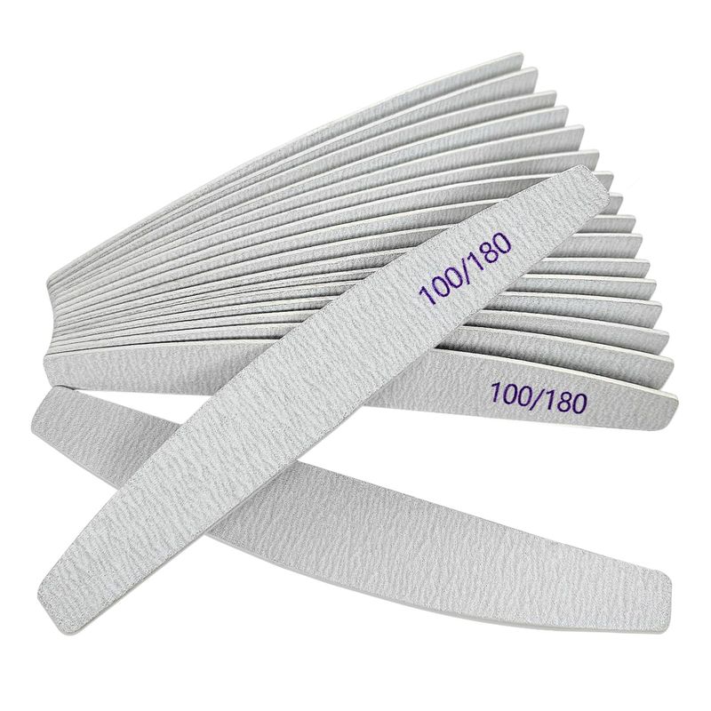 Nail Files (12 Pack), 100180 Grit Wooden Emery Board Nail File Double Sided Wood Emory Fingernail Files for Natural Nails Professional Reusable Manicure Pedicure Curved