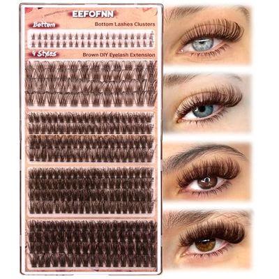 Eefofnn Brown Lash Clusters 360 pcs Eyelash Extension Natural Individual Lashes Brown Wispy50P60P80PBottom Lashes Clusters DIY Lash Extension 5 Styles Cluster Lashes D Curl Lash Extension