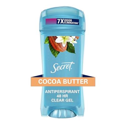 Secret Fresh Antiperspirant and Deodorant for Women, 48hr Freshness, Sweat &amp; Odor Protection, PH Balancing Minerals, Clear Gel, Cocoa Butter Scent, 2.6 oz