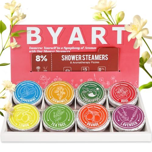 Shower Steamers Aromatherapy, 8% Natural Essential Oils, WomenMen Spa Steamer, Lingering Intense Aroma, Soothing Stress Relief, Body&amp;Soul Relaxing Bath Bombs, Stocking Stuffer for FriendFamily