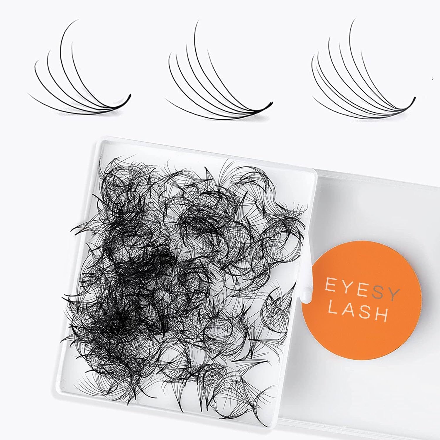 Eyesy Lash 500 Camellia Promade Fans - 5D 0.07 Size 8-10-12mm Curl CC - Natural Premade Lash Fans 3 Lengths in 1 Fan Create Depth, Texture, Layer Volume Lashes Premade Fans Eyelash Extensions