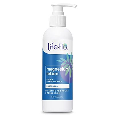 Life-flo Magnesium Lotion, Unscented Body Lotion, Relief and Relaxation wMagnesium Chloride from Zechstein Seabed, Dermatologist Tested, Hypoallergenic, 60-Day Guarantee, Not Tested on Animals, 8oz