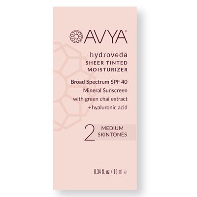 AVYA SPF 40 Sheer Tinted Moisturizer with Hyaluronic Acid &amp; Green Chai - Advanced Ayurvedic Skincare Treatment for Balanced and Brighter SkinMedium Skintones Shade #2 (0.34oz10ml)