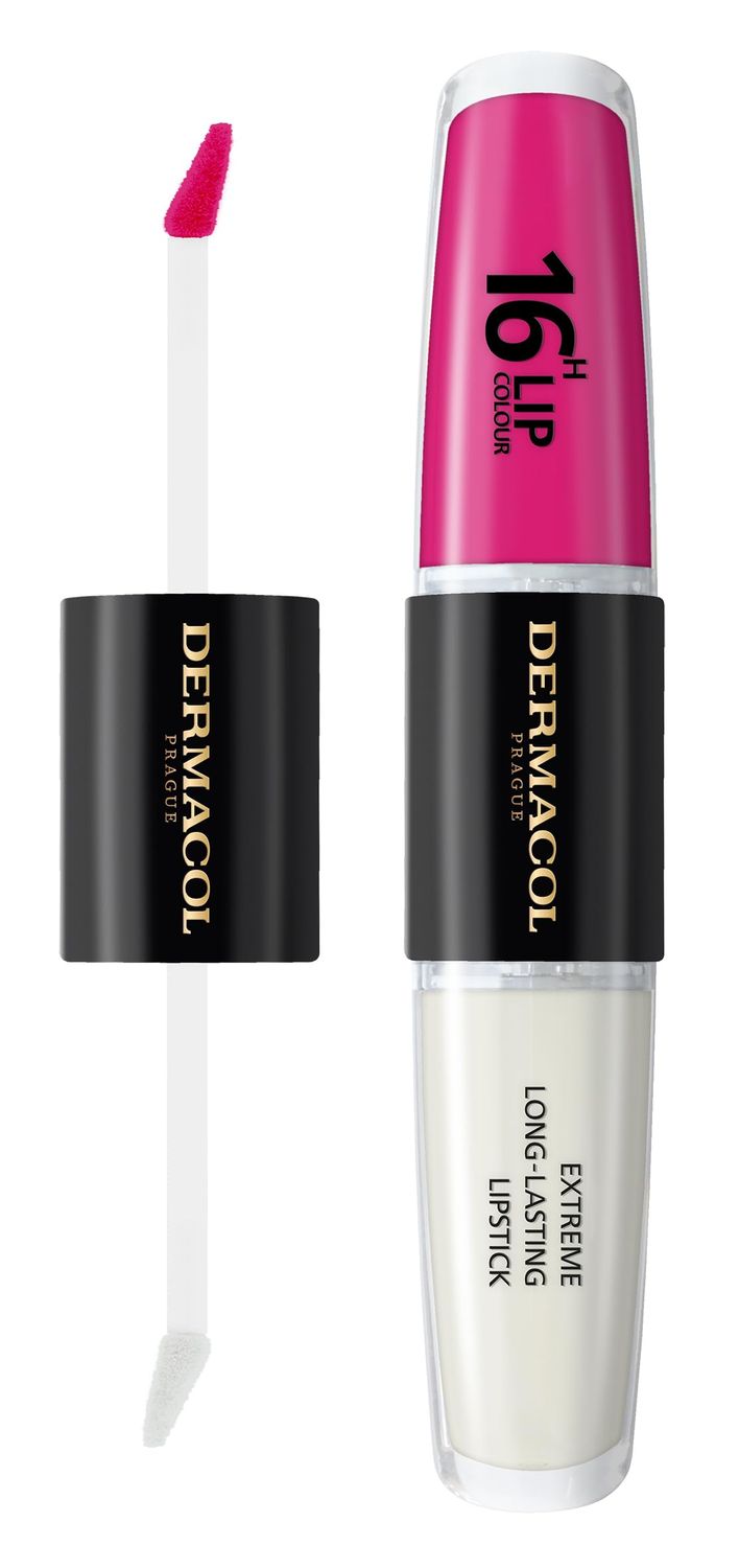 Dermacol NEW 16-Hour Lip Colour, Highly Pigmented Glossy Lip Stain, Two-Phase Lip Plumper Gloss, Kissproof Lip Makeup Products with Matte and Glitter Finish, n.8, Pink-Tastic