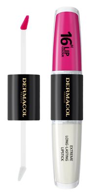 Dermacol NEW 16-Hour Lip Colour, Highly Pigmented Glossy Lip Stain, Two-Phase Lip Plumper Gloss, Kissproof Lip Makeup Products with Matte and Glitter Finish, n.8, Pink-Tastic
