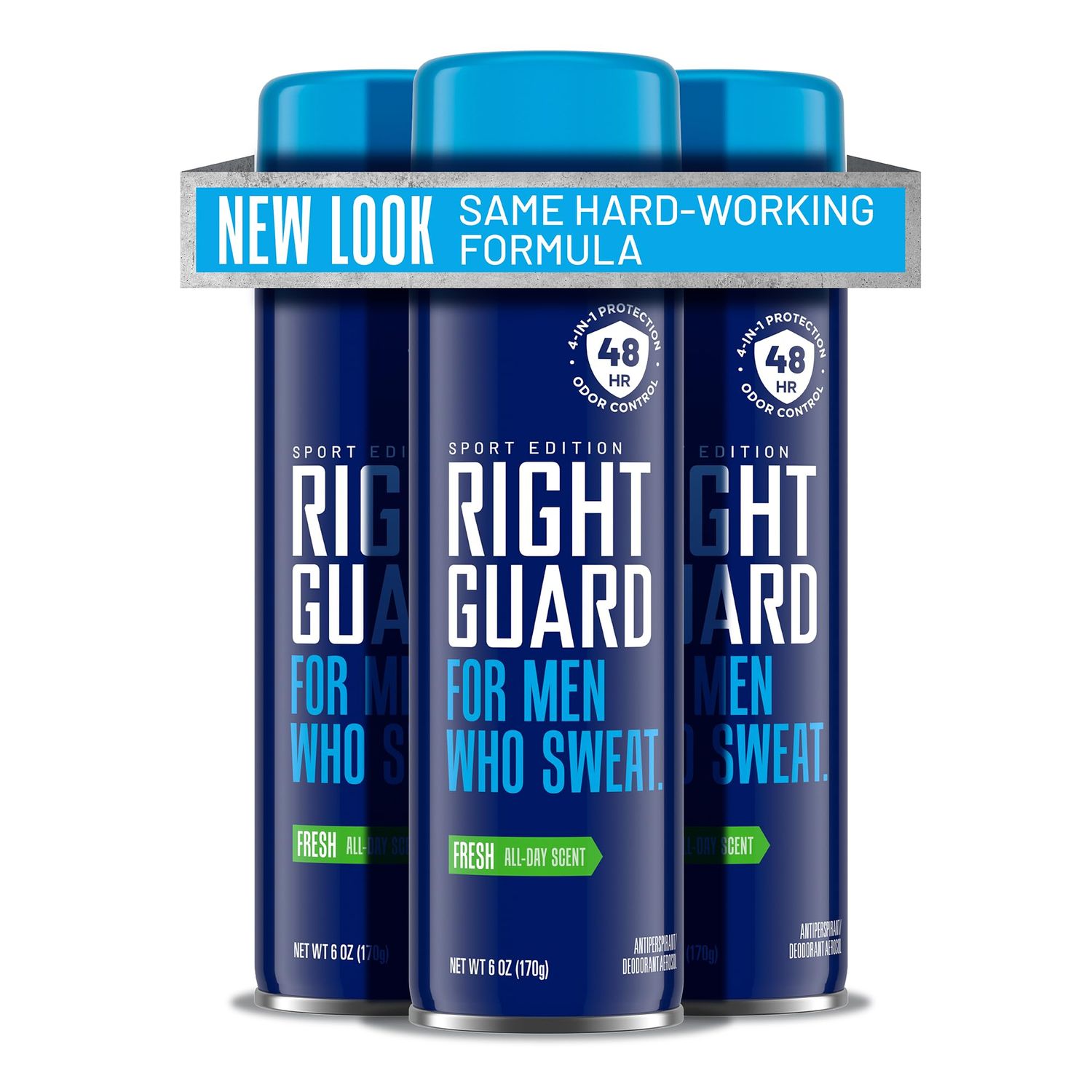 Right Guard Sport Antiperspirant &amp; Deodorant Spray | 4-in-1 Protection Spray Deodorant For Men | Blocks Sweat | 48-Hour Odor Control | Fresh Scent, 6 oz. (3 count)