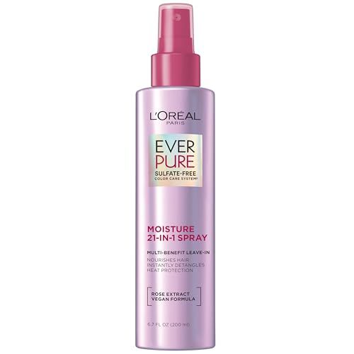 LOral Paris Sulfate Free Moisture 21-in-1 Leave-In Conditioner for Dry Hair, EverPure, 6.7 fl oz