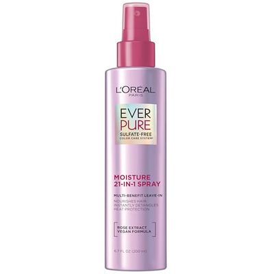 LOral Paris Sulfate Free Moisture 21-in-1 Leave-In Conditioner for Dry Hair, EverPure, 6.7 fl oz