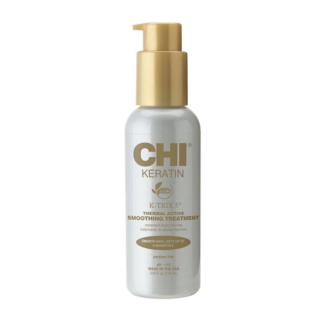 CHI Keratin K-Trix 5 Smoothing Treatment, Hair Serum For Creating Smooth, Frizz-Free Styles That Last, Sulfate, Paraben, &amp; Cruelty-Free, 3.92 Oz
