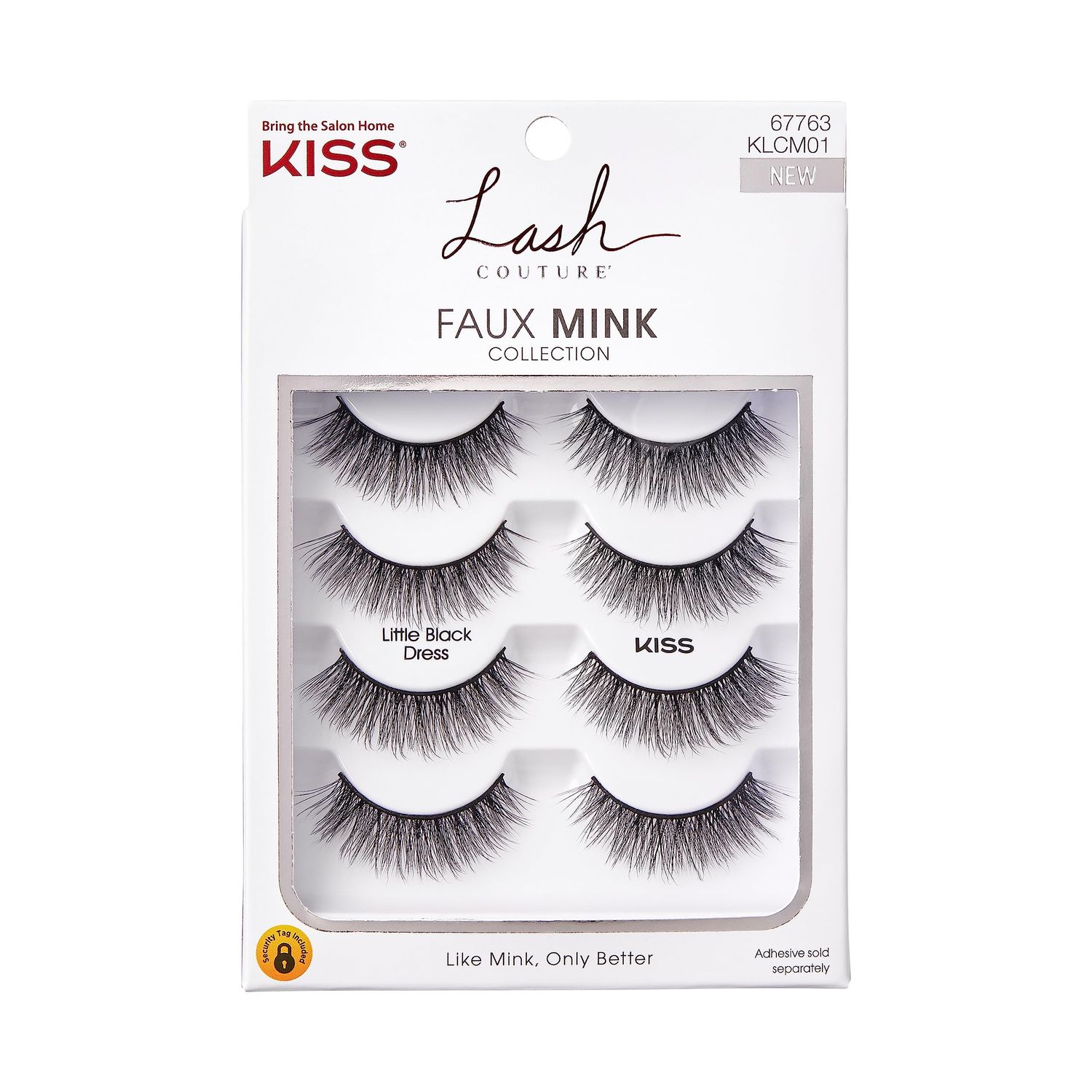 KISS Lash Couture Faux Mink False Eyelashes Multipack, Knot-Free Lash Band, Reusable, Contact Lens Friendly, Easy To Apply, Ultrafine, Tapered, Synthetic Fake Lashes, Style Little Black Dress, 4 Pairs