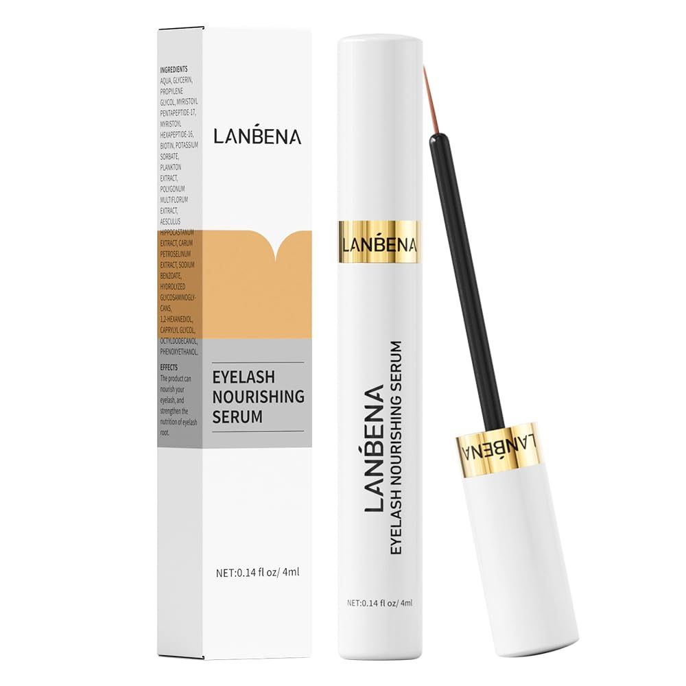 LANBENA Eyelash Growth Serum,Lash Serum for Eyelash Growth,Eyebrow Growth Serum - Natural &amp; Safe Ingredients-4ML