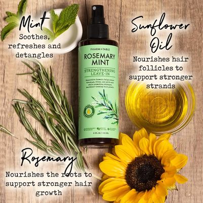 PHARM TO TABLE Rosemary &amp; Mint Leave-In Conditioner - Nourishes, Detangles and Purifies the Scalp, Made With Frizz-Fighting Formula, 8oz