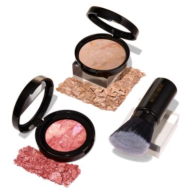 LAURA GELLER NEW YORK Blush-n-Balance 3pc Kit Baked Balance-N-Brighten Color Correcting Foundation, Fair  Retractable Kabuki Brush  Baked Blush-N-Brighten, Tropic Hues