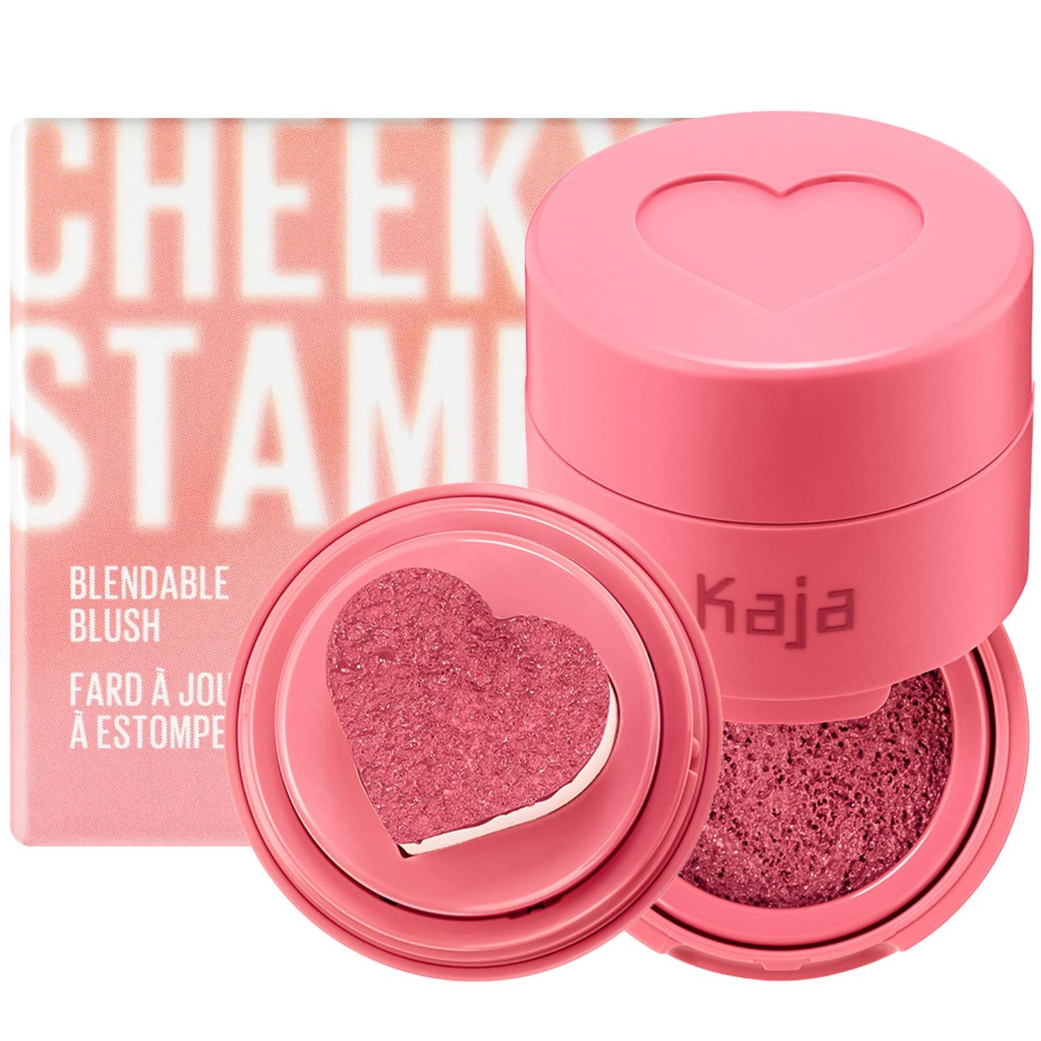 Kaja Blush - Cheeky Stamp | Gift, 7 Shades, Buildable &amp; Blendable Shade with Heart-shaped Applicator, Rosy Finish, 02 Saucy, 0.17 Oz