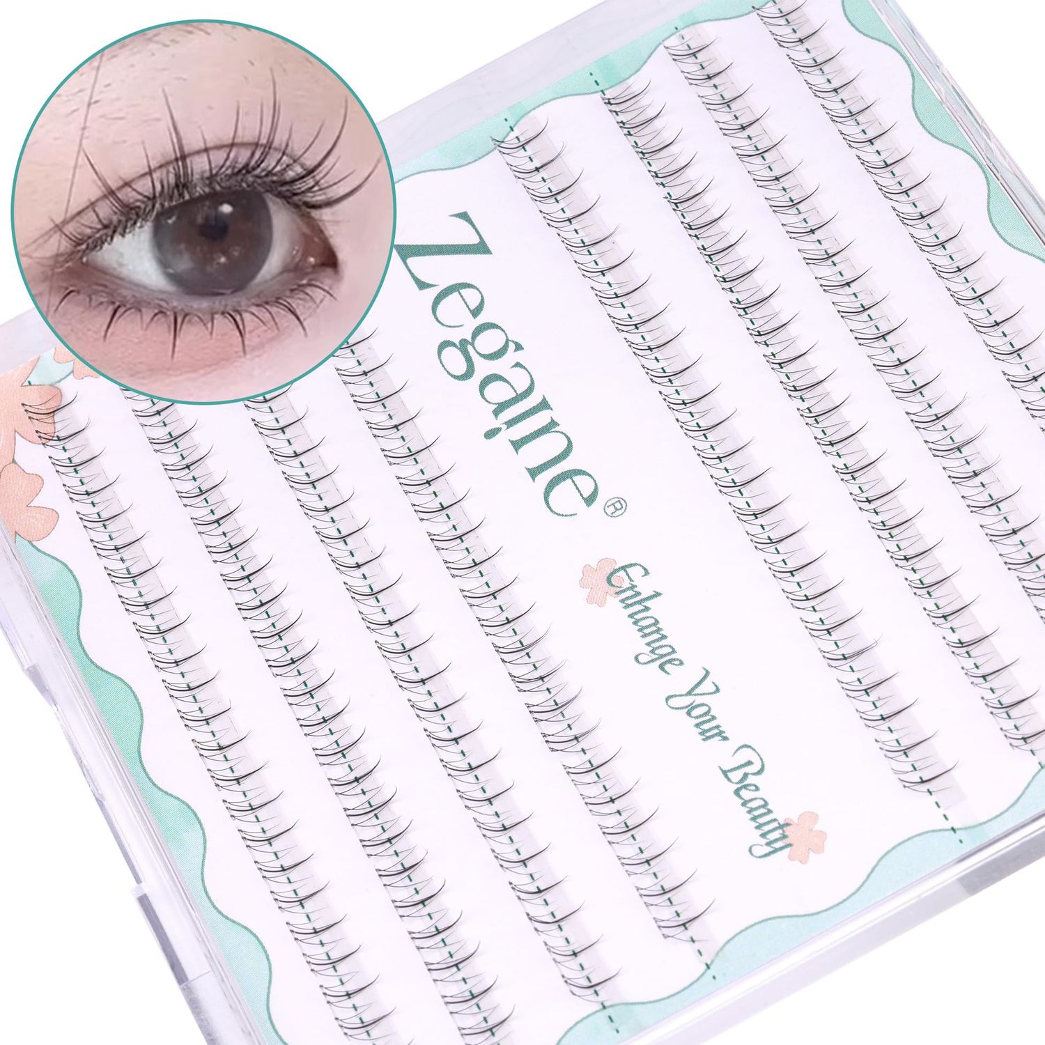 Zegaine Bottom Lash Clusters Natural Look False Lashes DIY Lash Extension Clear Band Bottom Lash Extension Natural Lower Eyelash Clusters Short Individual Cluster Lash Kit With Clear Lash Glue 96pcs