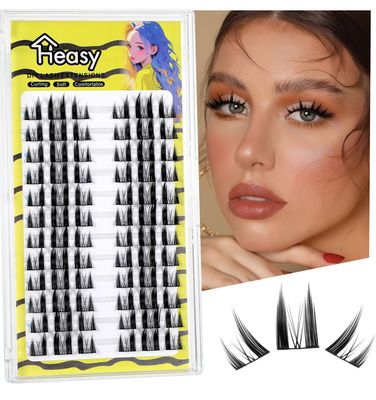 Manga Lashes Cluster, Natural Lash Clusters Fluffy Wispy 72pcs Manga Eyelash Clusters Self Application at Home