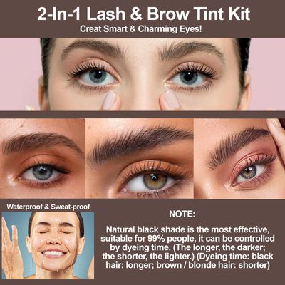 Lash Color Kit Eyelash Color Set Black with Natural Effects Lasts 6 Weeks Easy to Use for Salon &amp; Home 7ml